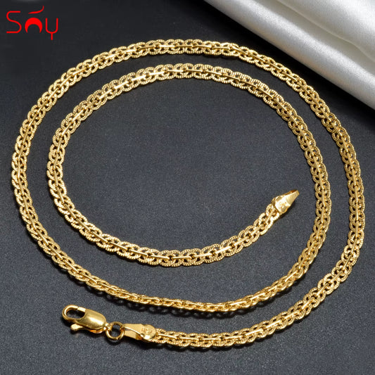 18K Gold Plated Link Chain Necklace for Women Man Cross 5Mm Width Gold Color Choker Classic Trendy Daily Wear Wedding Party Gift